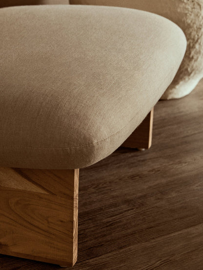 Notting Cream Linen Textured Armless Chair With Wood Base