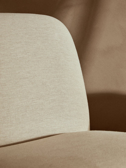 Notting Cream Linen Textured Armless Chair With Wood Base