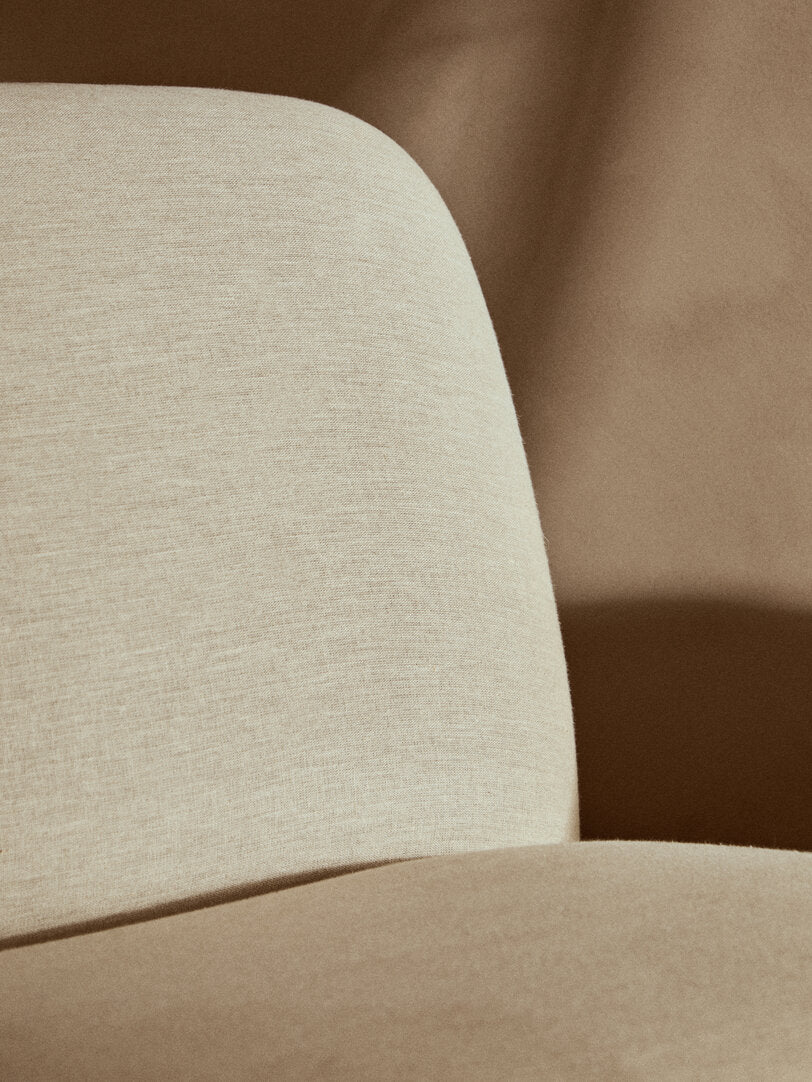 Notting Cream Linen Textured Armless Chair With Wood Base