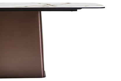 Aurora White Ceramic Marble Effect Rectangular Dining Table