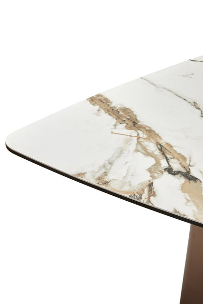 Aurora White Ceramic Marble Effect Rectangular Dining Table