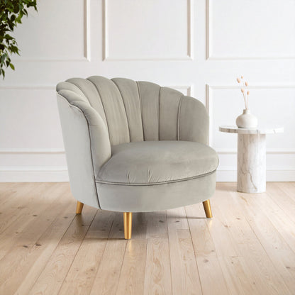 Florence Grey Velvet Chair With Gold Wood Legs