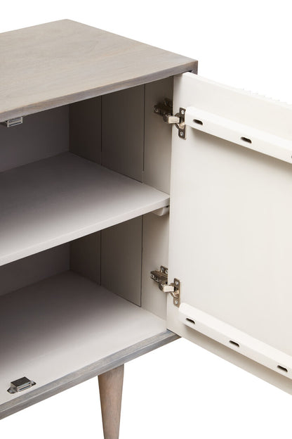 Hudson Two Door Greywash Carved Mango Wood Sideboard