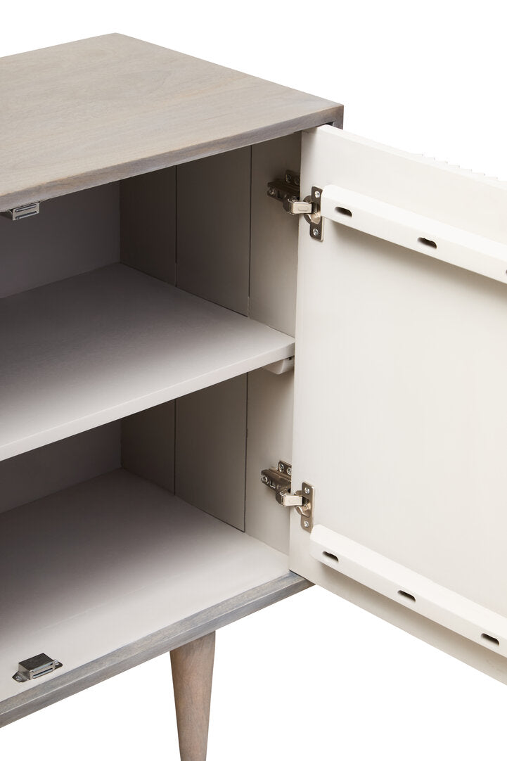 Hudson Two Door Greywash Carved Mango Wood Sideboard