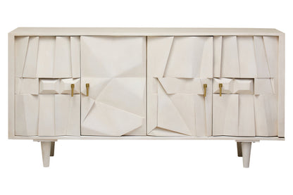 Porto Four Door Whitewash Mango Wood Abstract Sideboard
