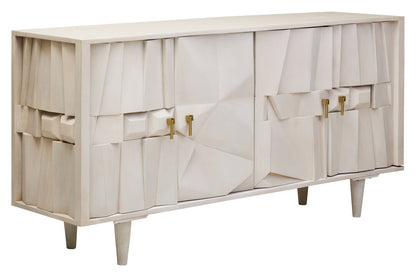Porto Four Door Whitewash Mango Wood Abstract Sideboard
