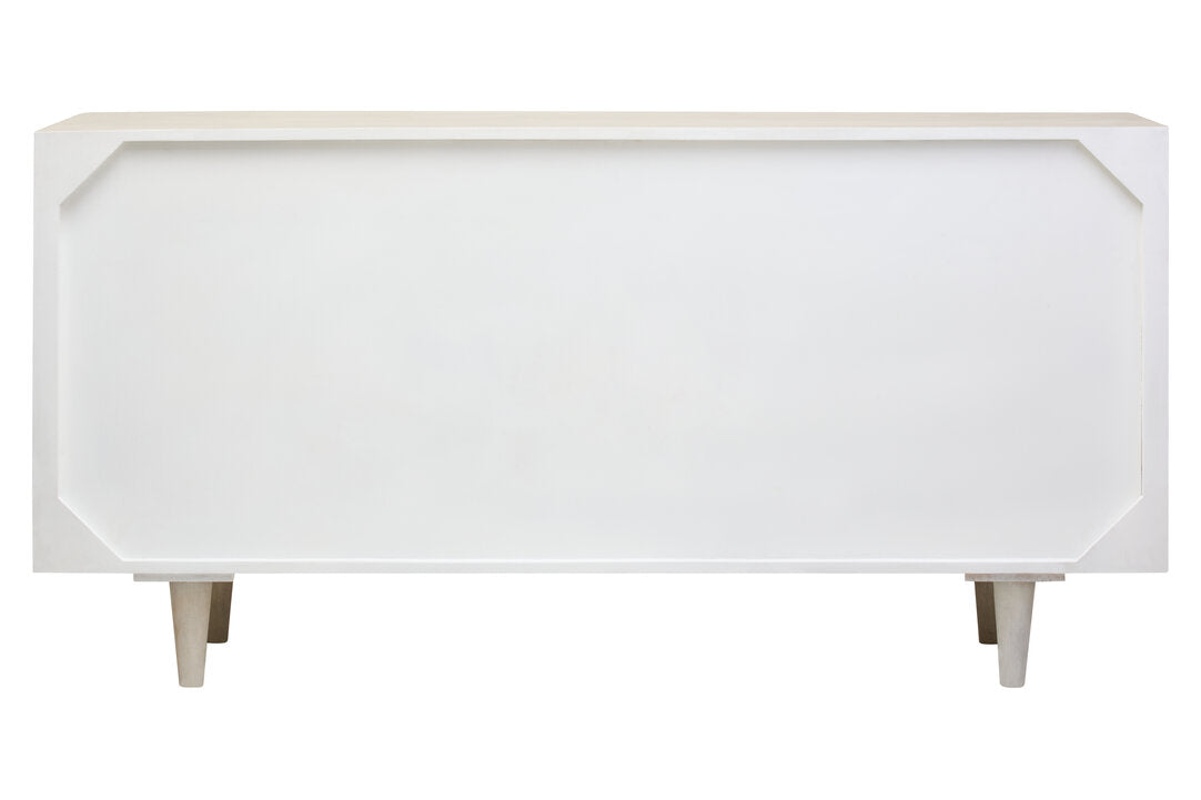 Porto Four Door Whitewash Mango Wood Abstract Sideboard