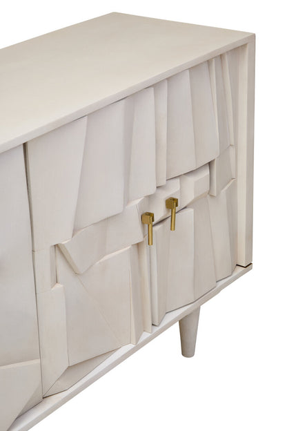 Porto Four Door Whitewash Mango Wood Abstract Sideboard