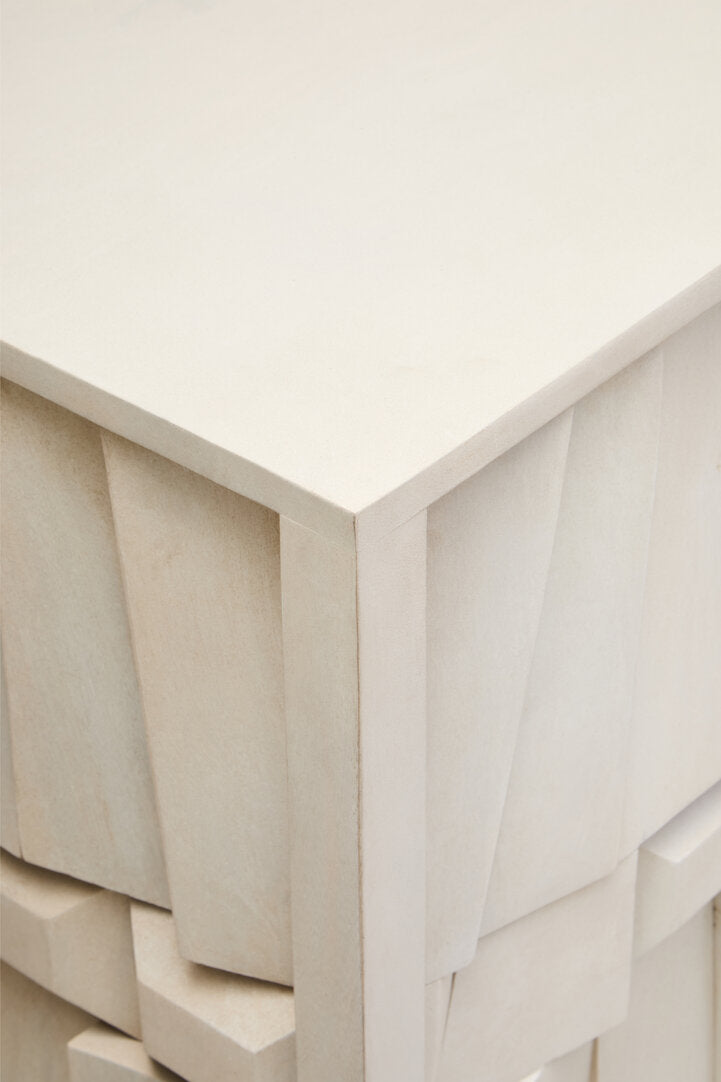 Porto Four Door Whitewash Mango Wood Abstract Sideboard