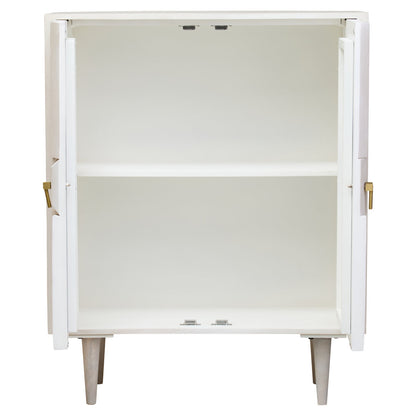 Porto Two Door Whitewash Mango Wood Abstract Cabinet