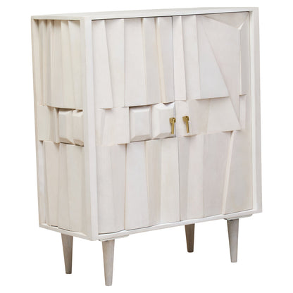 Porto Two Door Whitewash Mango Wood Abstract Cabinet