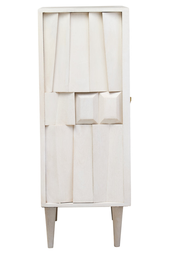 Porto Two Door Whitewash Mango Wood Abstract Cabinet