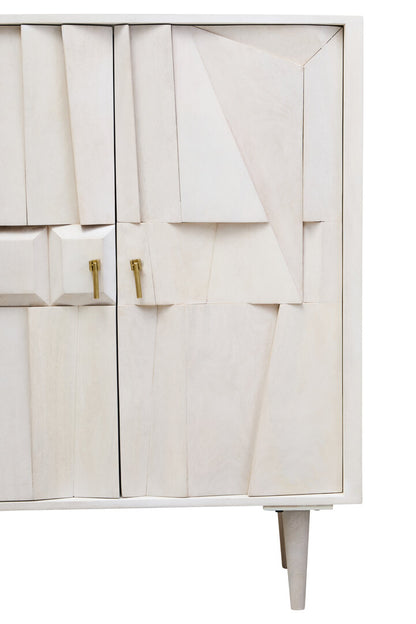 Porto Two Door Whitewash Mango Wood Abstract Cabinet