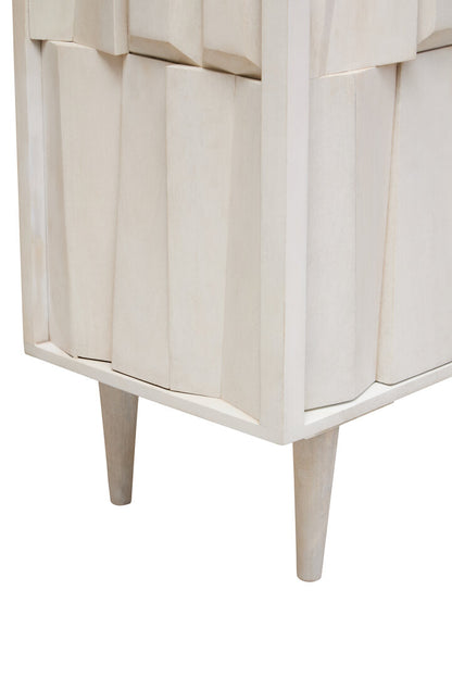 Porto Two Door Whitewash Mango Wood Abstract Cabinet