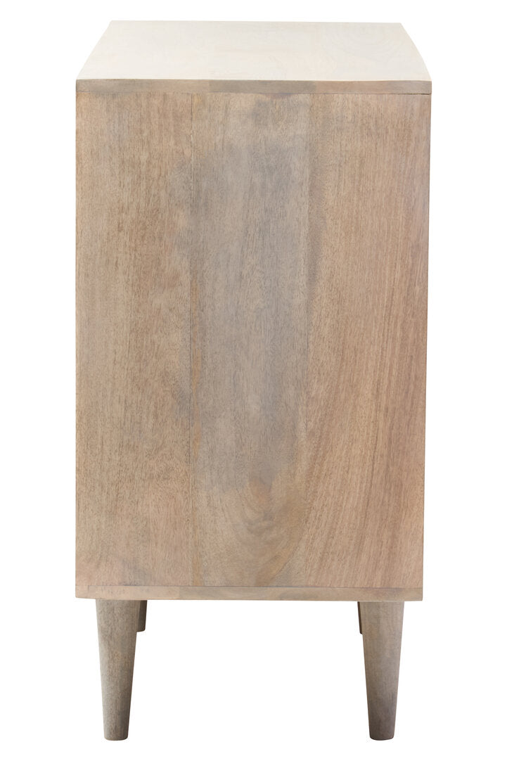 Hudson Two Door Greywash Carved Mango Wood Sideboard