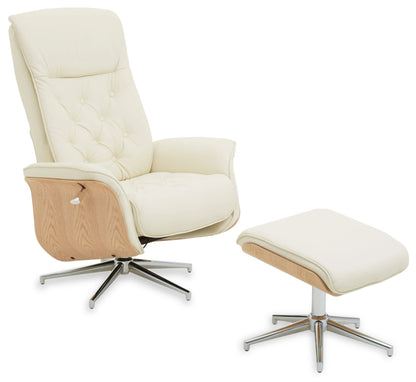 Tring Leather Effect Recliner and Footstool 