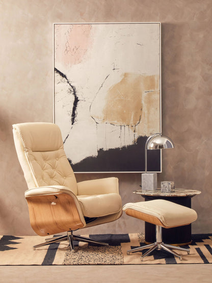 Tring Leather Effect Recliner and Footstool 