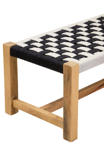 Hudson Black And White Jute Bench