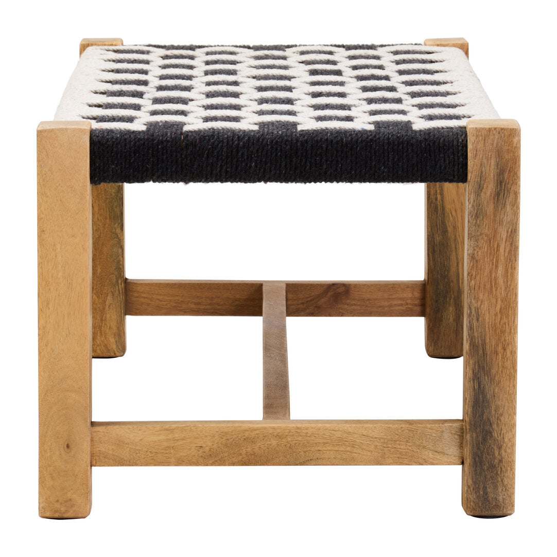 Hudson Black And White Jute Bench