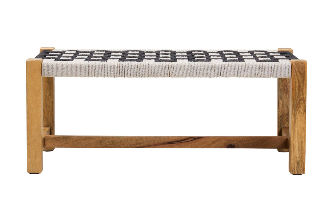 Hudson Black And White Jute Bench