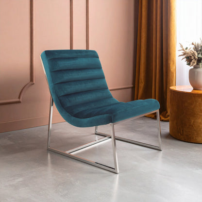 Valencia Teal Velvet Curved Lounge Chair