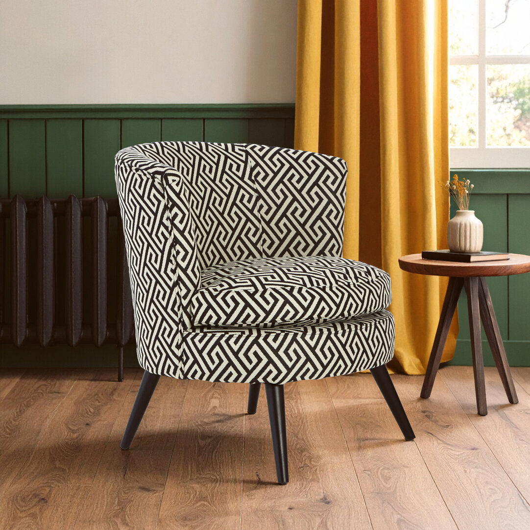 Monaco Park Black And Beige Greek Key Round Armchair