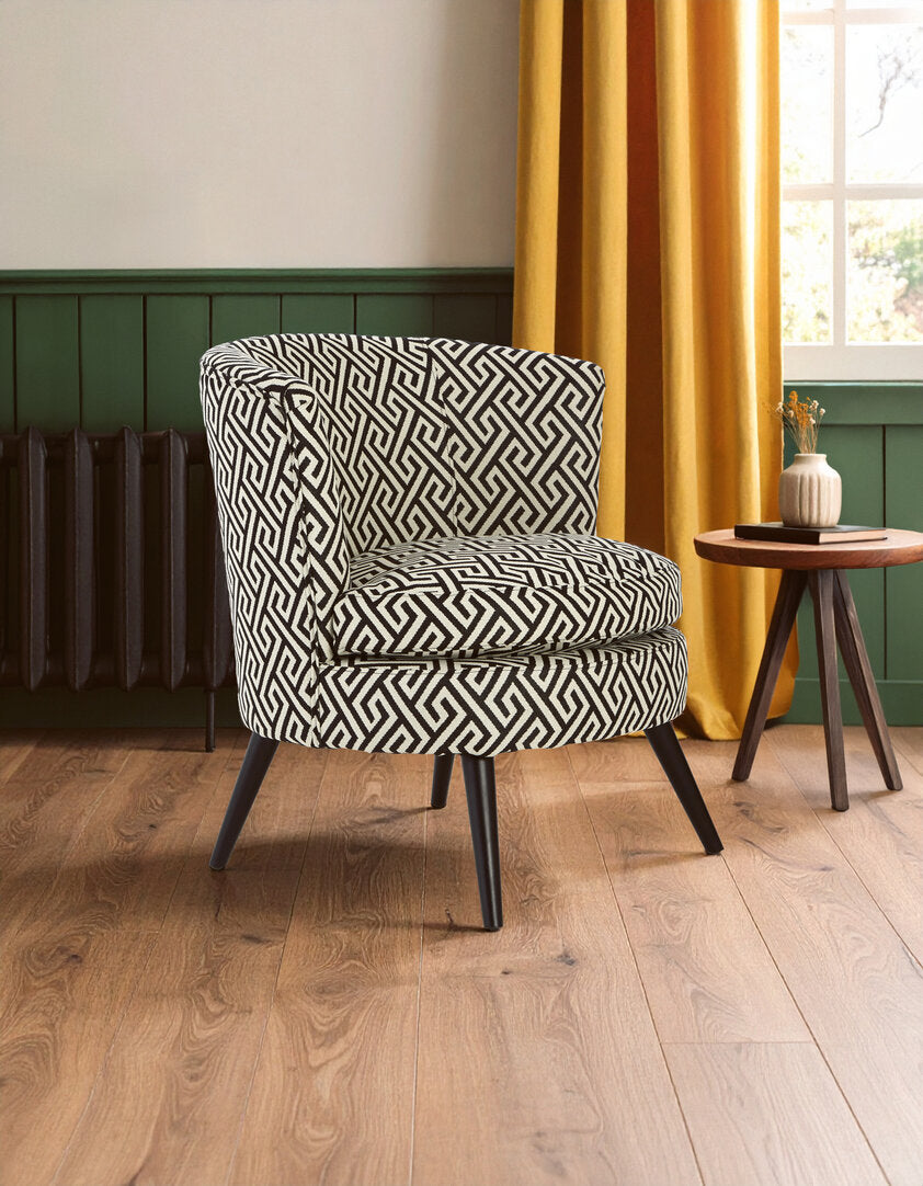 Monaco Park Black And Beige Greek Key Round Armchair