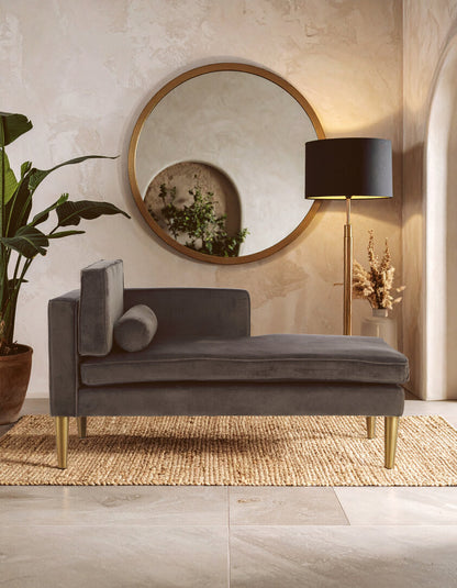 Como Grey Velvet Left Hand Chaise Longue