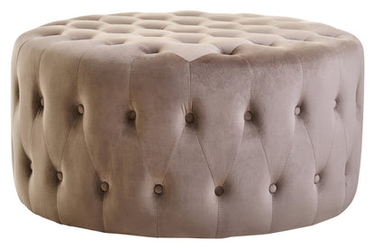 Chester Mink Velvet Round Tufted Footstool