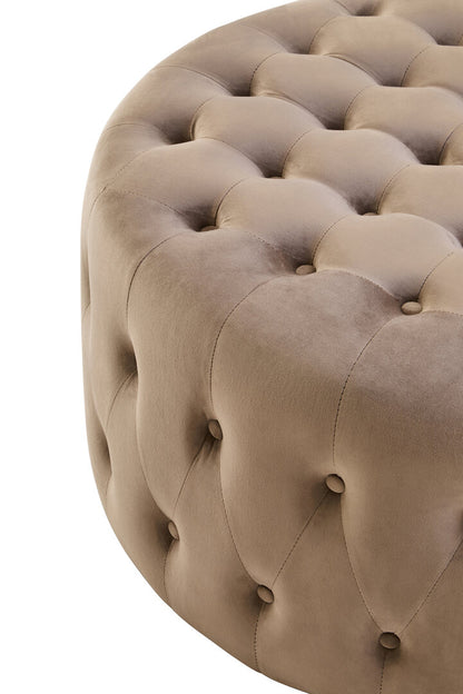 Chester Mink Velvet Round Tufted Footstool