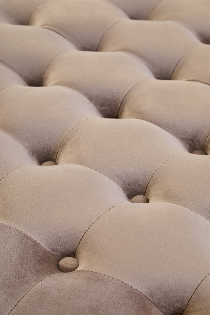 Chester Mink Velvet Round Tufted Footstool