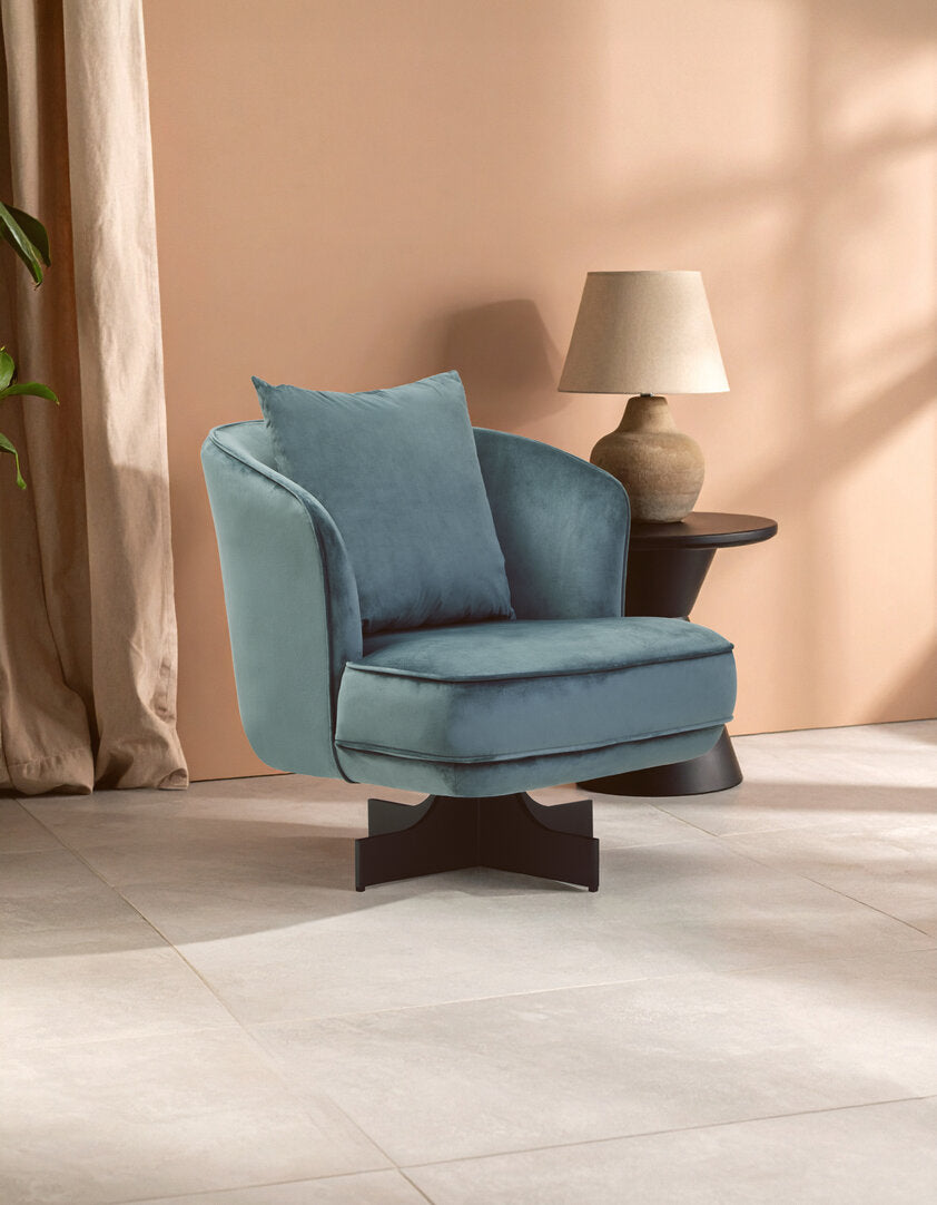 Harrogate Azure Velvet Swivel Chair