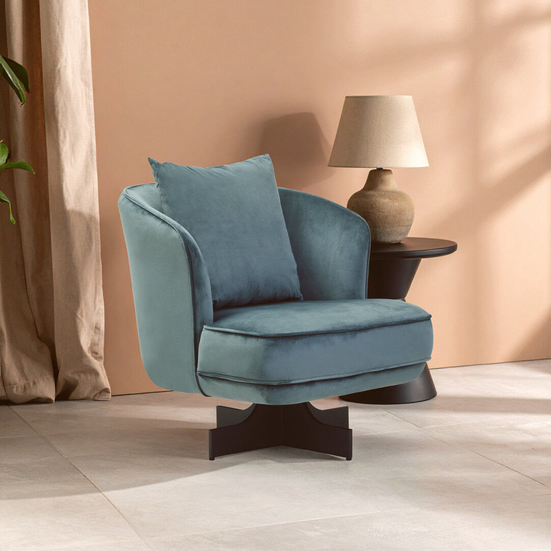 Harrogate Azure Velvet Swivel Chair