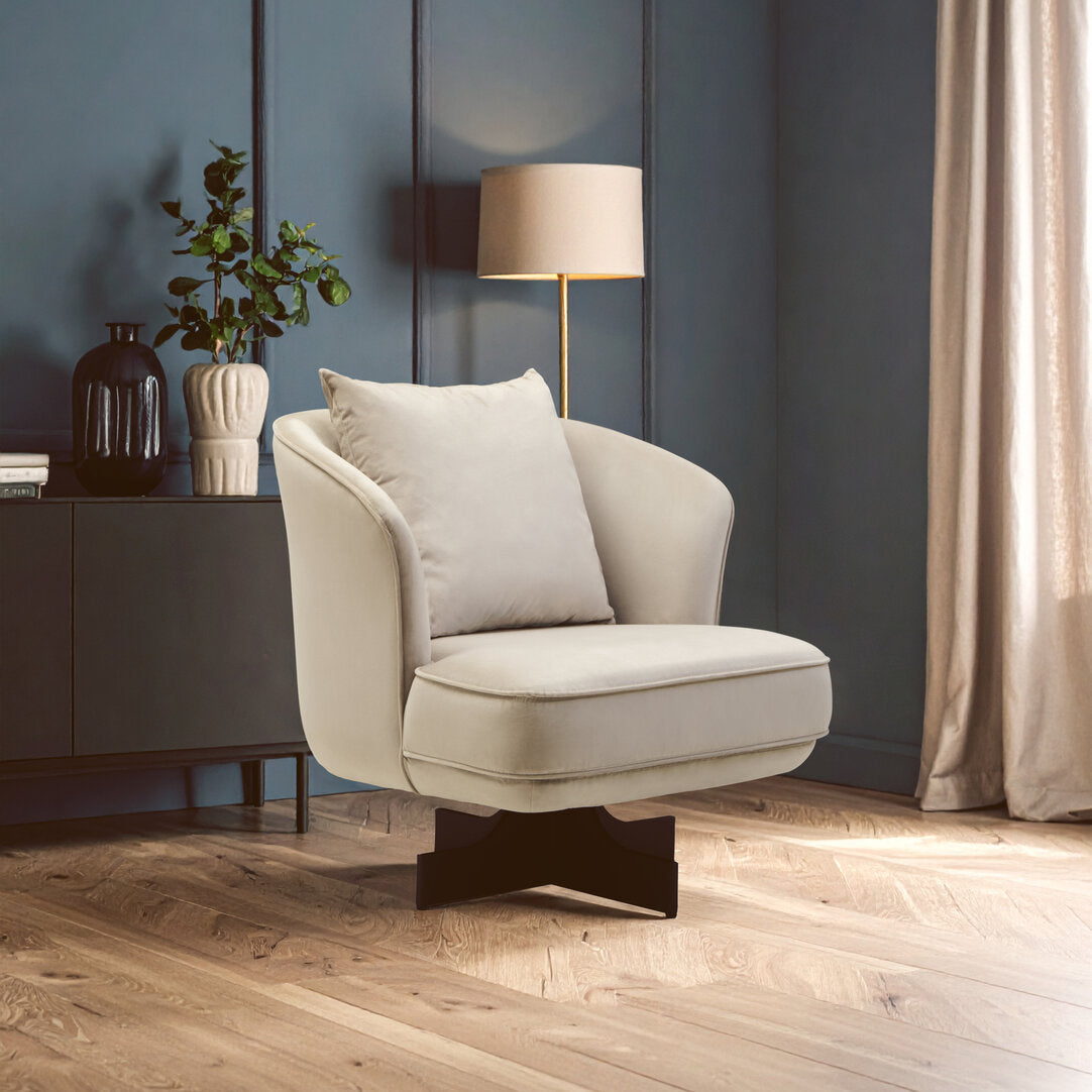 Harrogate Cream Velvet Swivel Chair