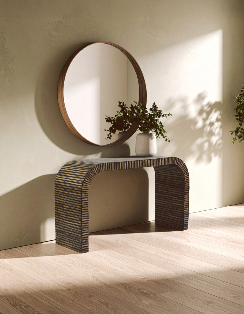 Milan Bamboo Inlay Curved Console Table
