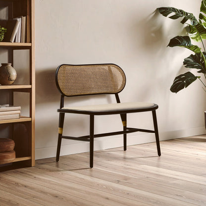 Stirling Natural Cane Bench with Black Elm Wood Frame
