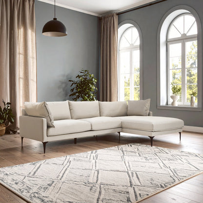 Savannah Cream Three Seat Right Chaise Sofa