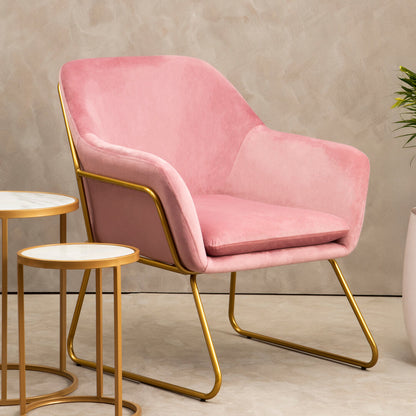 Amalfi Pink Velvet and Powder Gold Frame Armchair