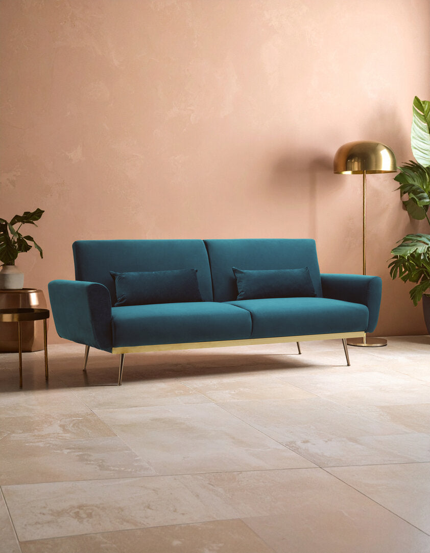 York Green Velvet Sofa Bed