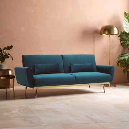 York Green Velvet Sofa Bed