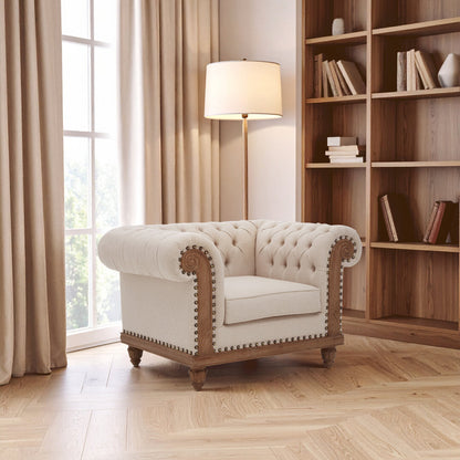 Savannah Chesterfield Cream Armchair