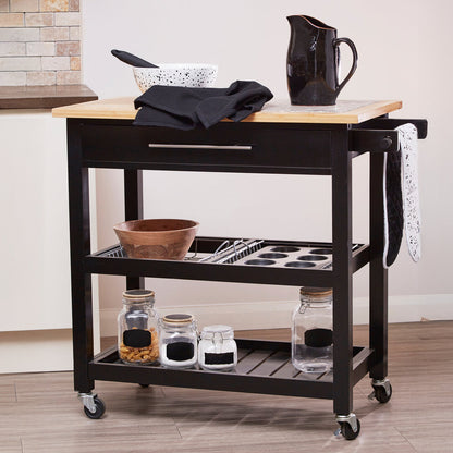 Vienna Glenn Wide Kitchen Trolley with Granite Top