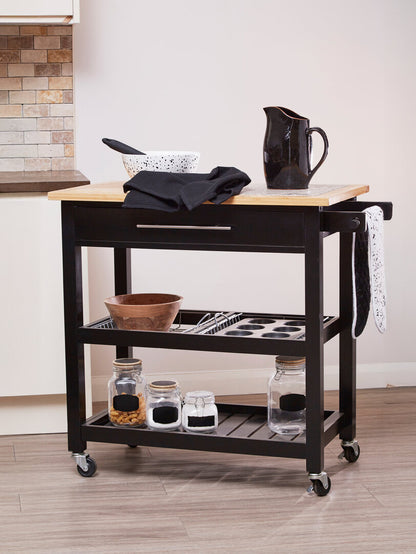 Vienna Glenn Wide Kitchen Trolley with Granite Top