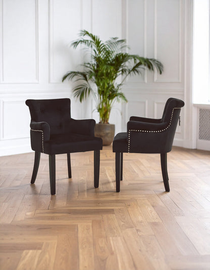 Lisbon Black Velvet Chair With Ring Back