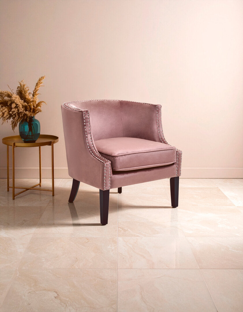 Savoy Pink Velvet Studded Chair