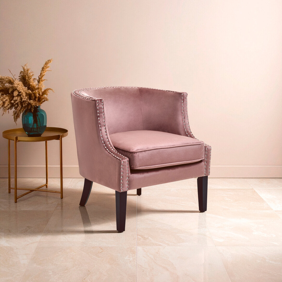 Savoy Pink Velvet Studded Chair