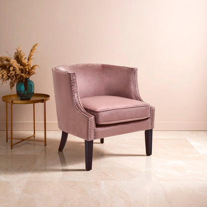 Savoy Pink Velvet Studded Chair