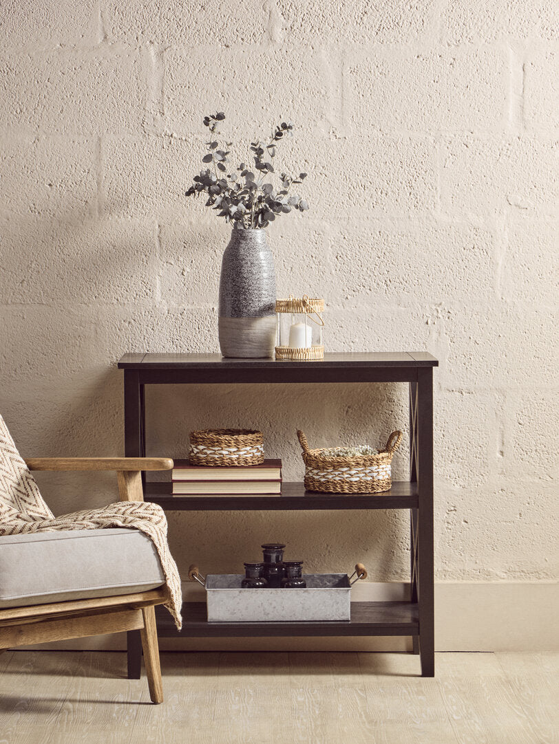 Savoy Three Shelf Black Bookcase