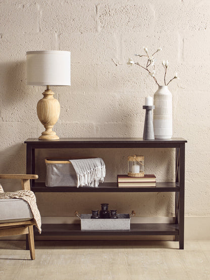 Savoy Three Shelf Large Black Bookcase