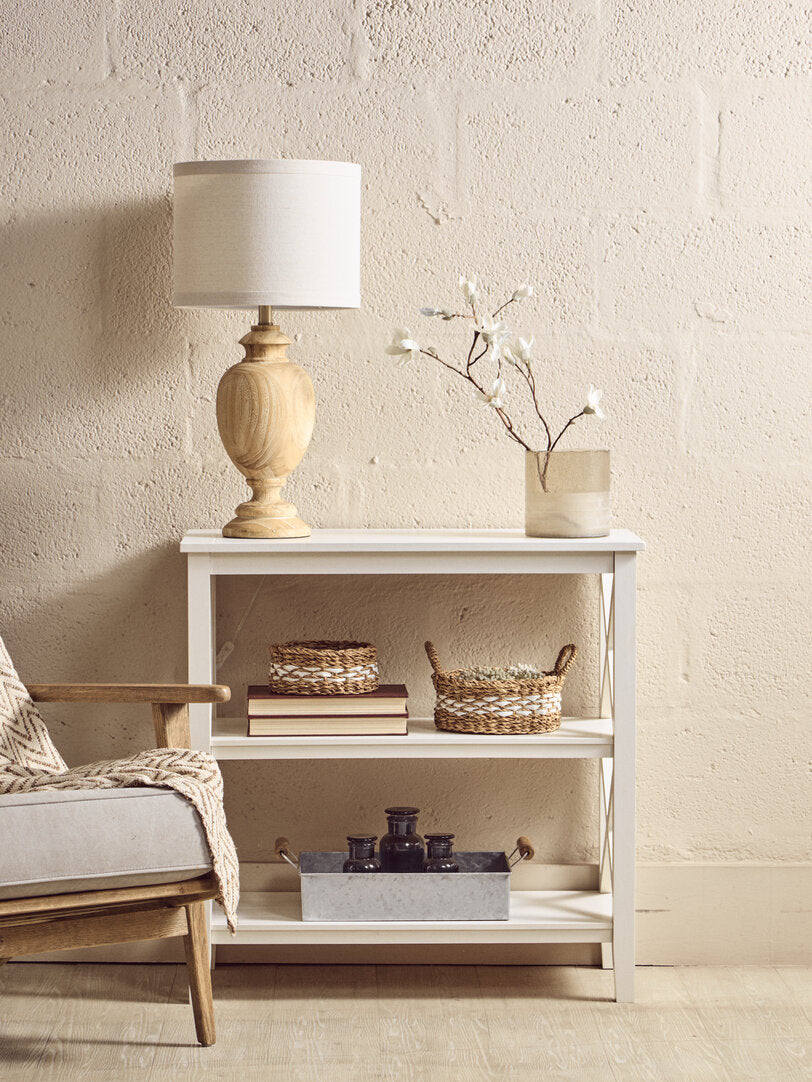 Savoy Three Shelf Ivory Bookcase